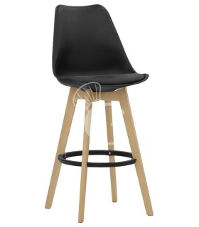 Taburete Ghibli con estructura de roble, carcasa de polipropileno y asiento de cuero sintético