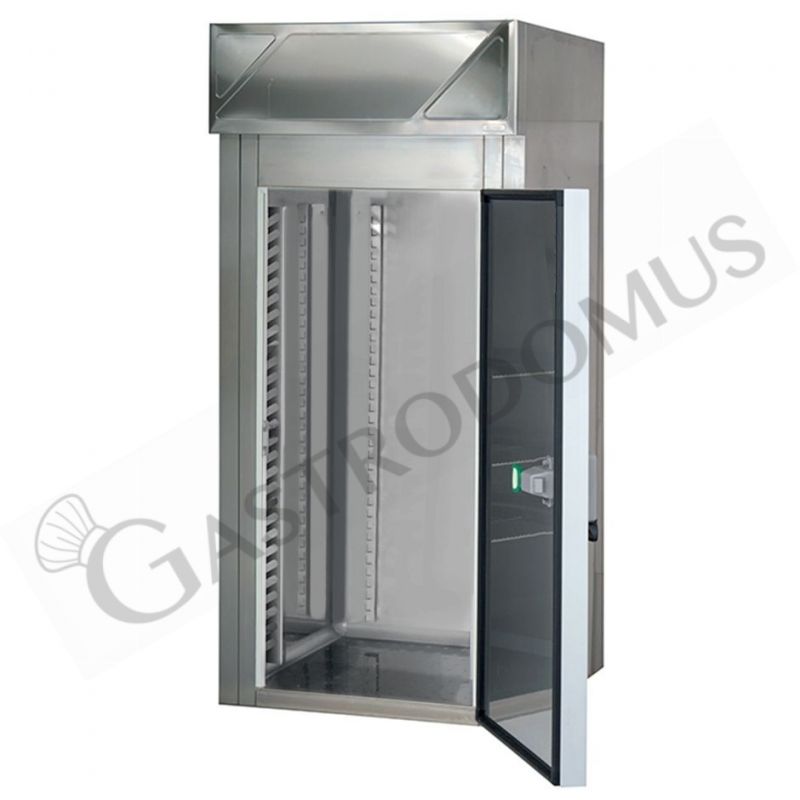 Mini Cámara Frigorífica ventilada con temperatura 0°C/+10°C 0°C/+10°C en chapa de acero inoxidable AISI304, puerta abierta