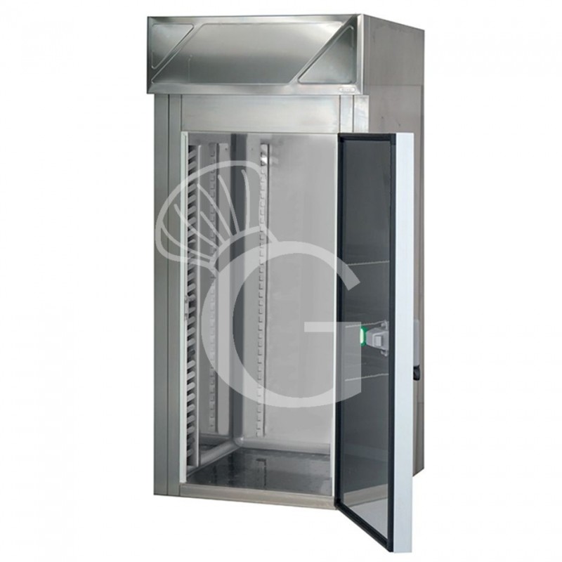 Mini Cámara frigorífica con refrigeración ventilada -18°C/-22°C en chapa de acero inoxidable AISI304, puerta abierta