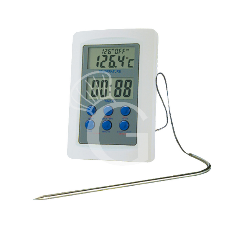 Termómetro con temporizador y alarma completo con sonda L 110 mm x P 75 mm x A 15 mm