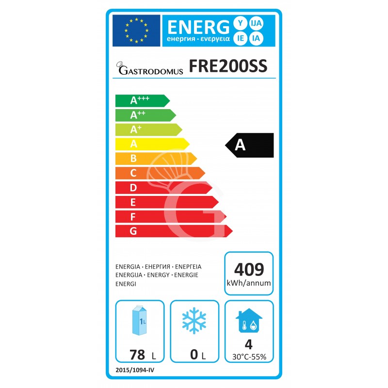 Armadio refrigerato statico ECO in acciaio inox - temperatura +2°C/+8°C - capacità 130 LT - in INOX