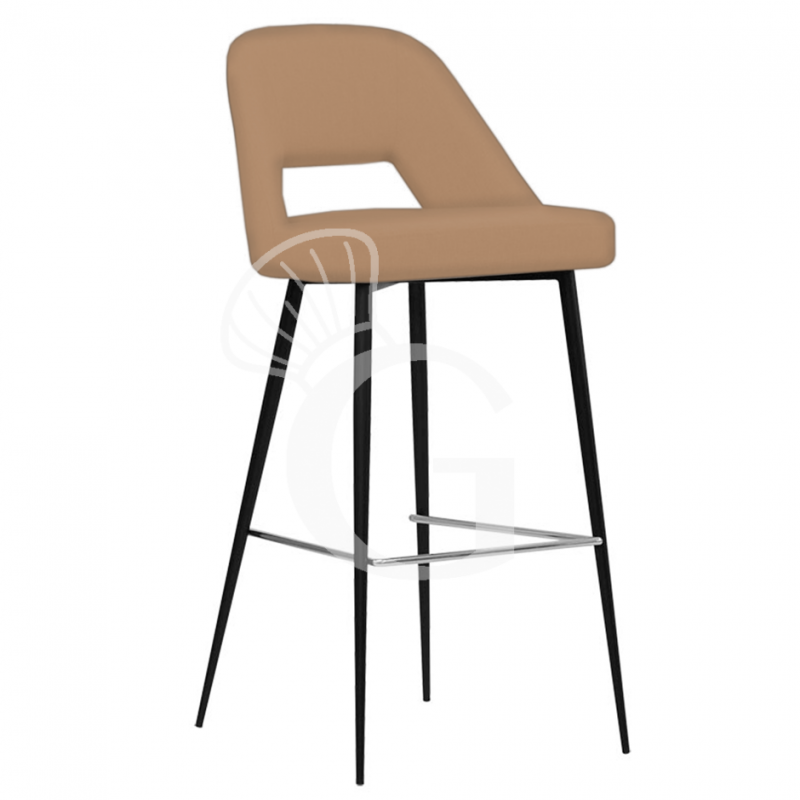 Taburete Cristal con estructura de metal pintado y revestimiento de tela o cuero sintético