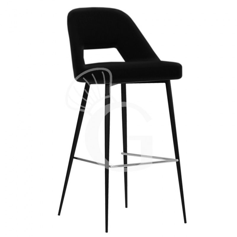 Taburete Cristal con estructura de metal pintado y revestimiento de tela o cuero sintético