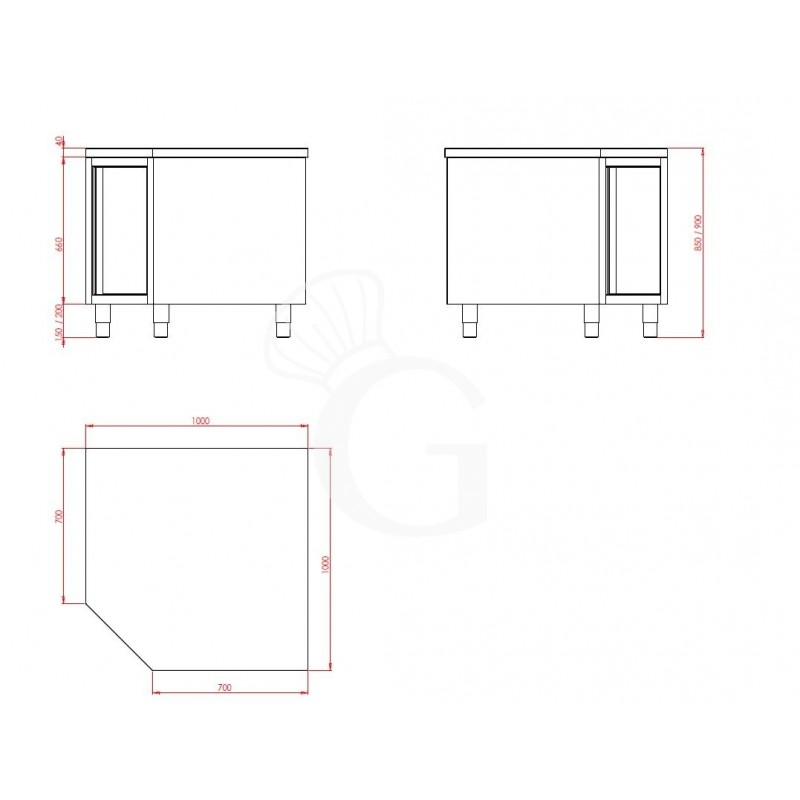 Dibujo técnico de la mesa