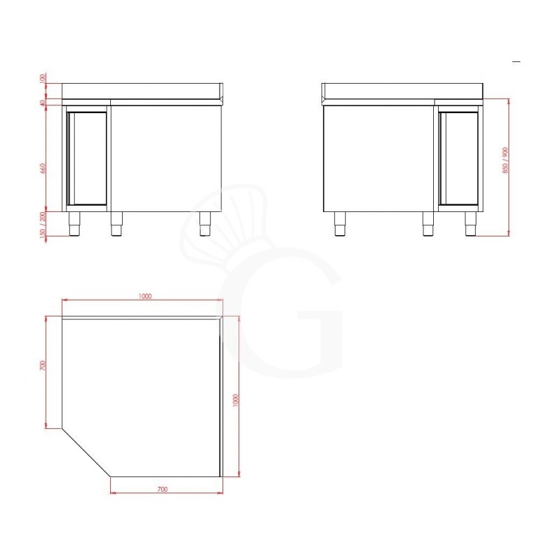 Dibujo técnico de la mesa