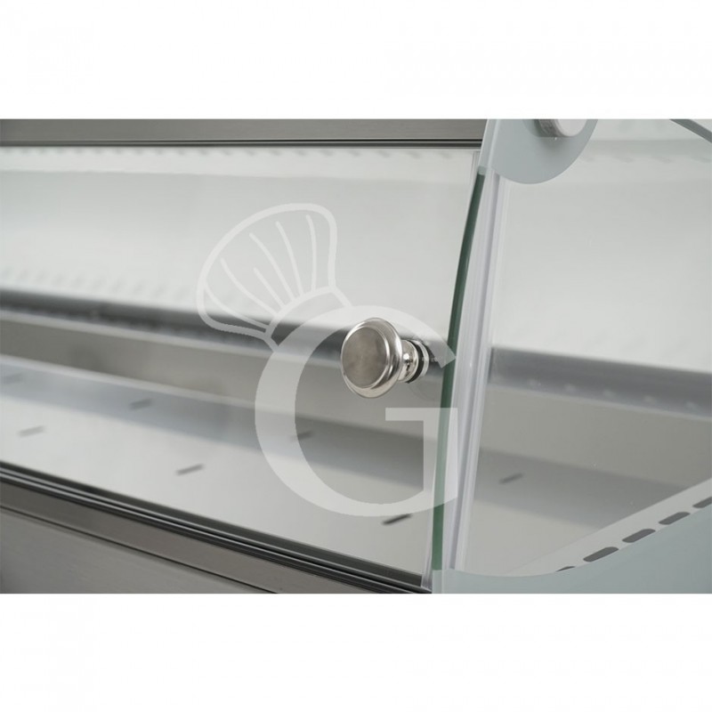 Vitrina caliente de acero inoxidable y vidrio 6 cubetas GN1/3 A 40 mm L 1127 mm x P 420 mm x A 336 mm