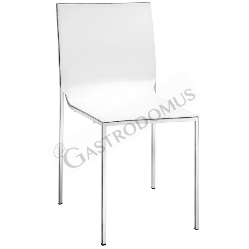 Silla Cora con estructura de acero cromado y estructura de polipropileno blanca