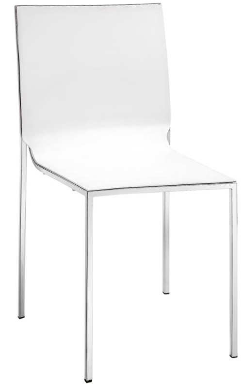 Silla Cora con estructura de acero cromado y estructura de polipropileno blanca
