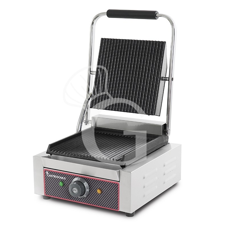 Sandwichera profesional simple ranurada de hierro fundido - L 310 mm x P 380 mm x A 210/520 mm