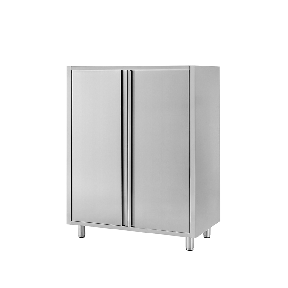 Armario de acero inoxidable con 2 puertas batientes, 2 estantes, L 1000 mm x P 500 mm x A 1500 mm