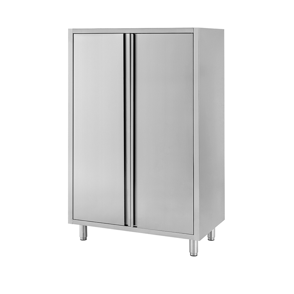 Armario de acero inoxidable con 2 puertas batientes, 3 estantes, L 1000 mm x P 600 mm x A 1800 mm