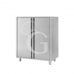 Armario de acero inoxidable con 2 puertas batientes, 2 estantes, L 1200 mm x P 600 mm x A 1500 mm