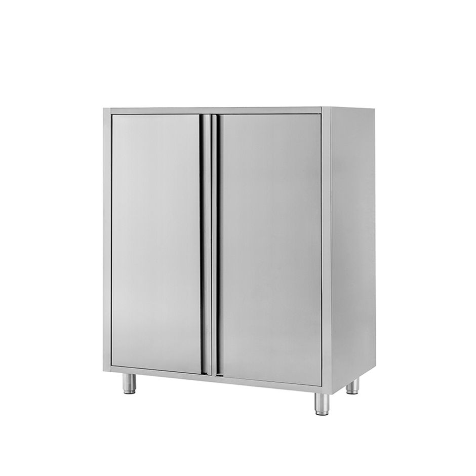 Armario de acero inoxidable con 2 puertas batientes, 2 estantes, L 1200 mm x P 700 mm x A 1500 mm