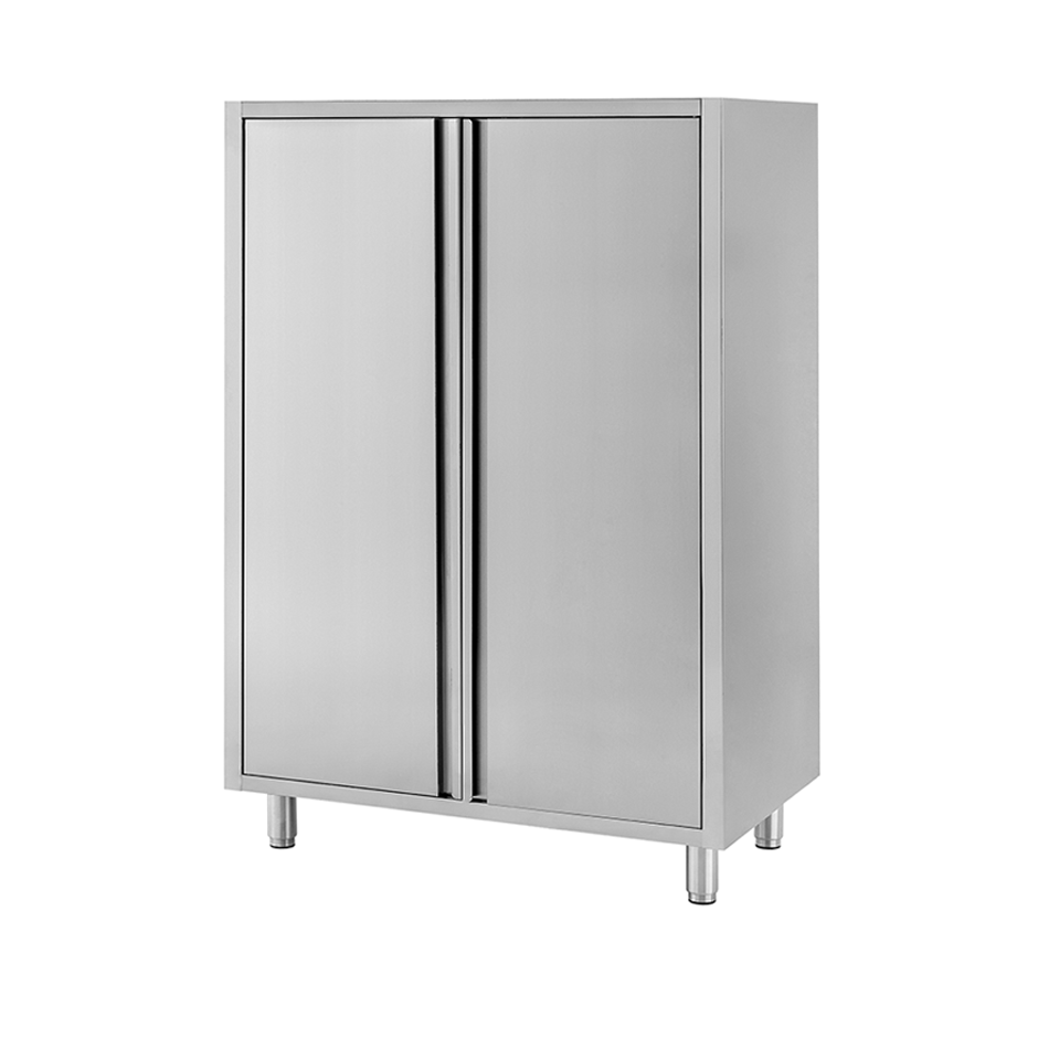 Armario de acero inoxidable con 2 puertas batientes, 3 estantes, L 1200 mm x P 700 mm x A 1800 mm