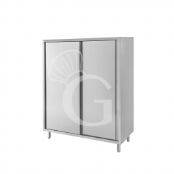 Armario de acero inoxidable con 2 puertas correderas, 2 estantes, L 1000 mm x P 600 mm x A 1500 mm