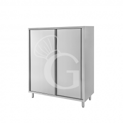 Armario de acero inoxidable con 2 puertas correderas, 2 estantes, L 1100 mm x P 500 mm x A 1500 mm