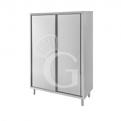 Armario de acero inoxidable con 2 puertas correderas, 3 estantes, L 1000 mm x P 600 mm x A 1800 mm