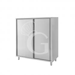Armario de acero inoxidable con 2 puertas correderas, 2 estantes, L 1300 mm x P 500 mm x A 1500 mm