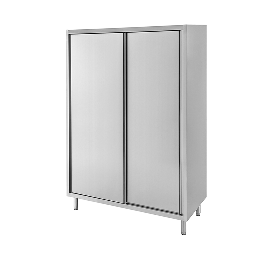 Armario de acero inoxidable con 2 puertas correderas, 3 estantes, L 1000 mm x P 700 mm x A 1800 mm