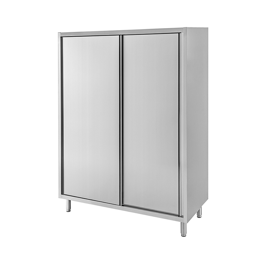 Armario de acero inoxidable con 2 puertas correderas, 3 estantes, L 1200 mm x P 500 mm x A 1800 mm