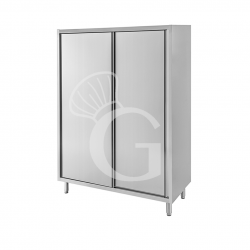 Armario de acero inoxidable con 2 puertas correderas, 3 estantes, L 1100 mm x P 700 mm x A 1800 mm