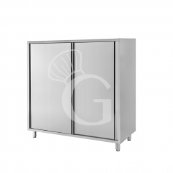 Armario de acero inoxidable con 2 puertas correderas, 2 estantes, L 1500 mm x P 600 mm x A 1500 mm