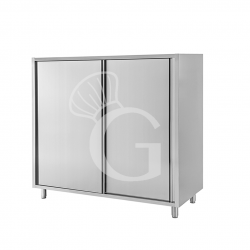 Armario de acero inoxidable con 2 puertas correderas, 2 estantes, L 1600 mm x P 700 mm x A 1500 mm