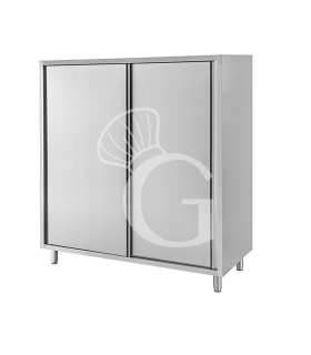 Armario de acero inoxidable con 2 puertas correderas, 3 estantes, L 1600 mm x P 500 mm x A 1800 mm