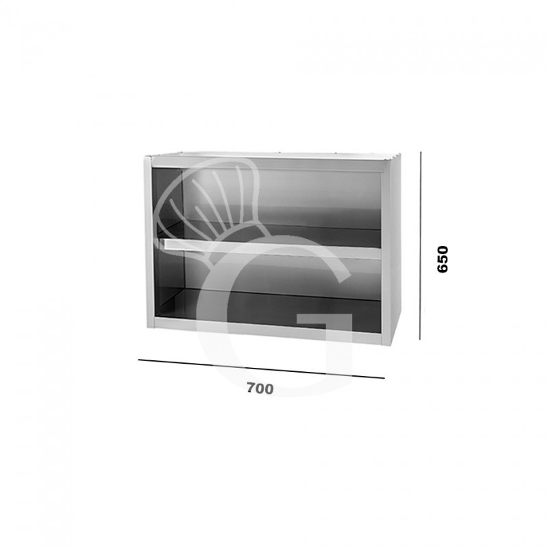 Armario de pared inox con 1 estante, L 700 mm x P 400 mm x A 660 mm