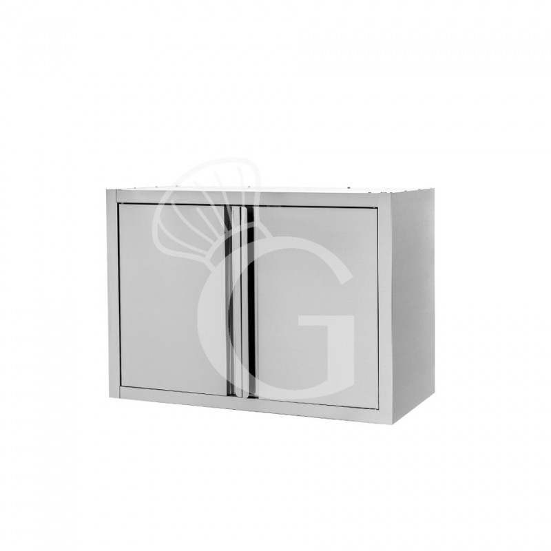 Armario de pared de acero inoxidable con 2 puertas batientes y 1 estante, L 800 mm x P 400 mm x A 660 mm