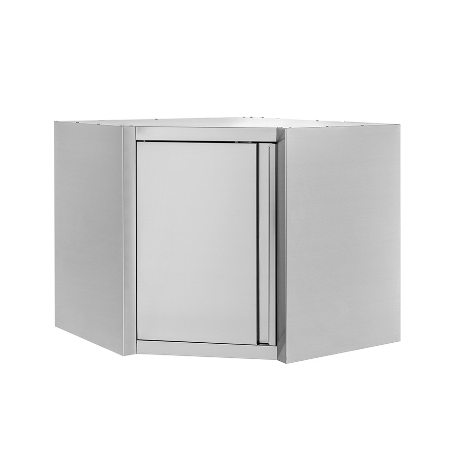 Armario de pared rinconero inox con 1 puerta batiente y 1 estante, L 700 mm x P 700 mm x A 660 mm
