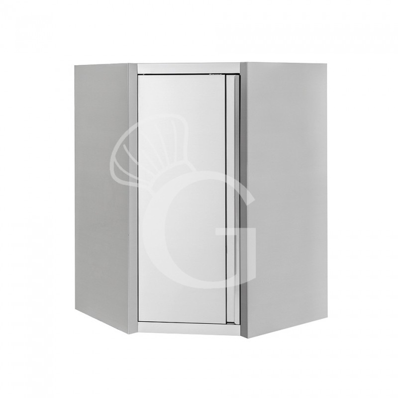Armario de pared rinconero inox con 1 puerta batiente y 1 estante, L 700 mm x P 700 mm x A 1000 mm