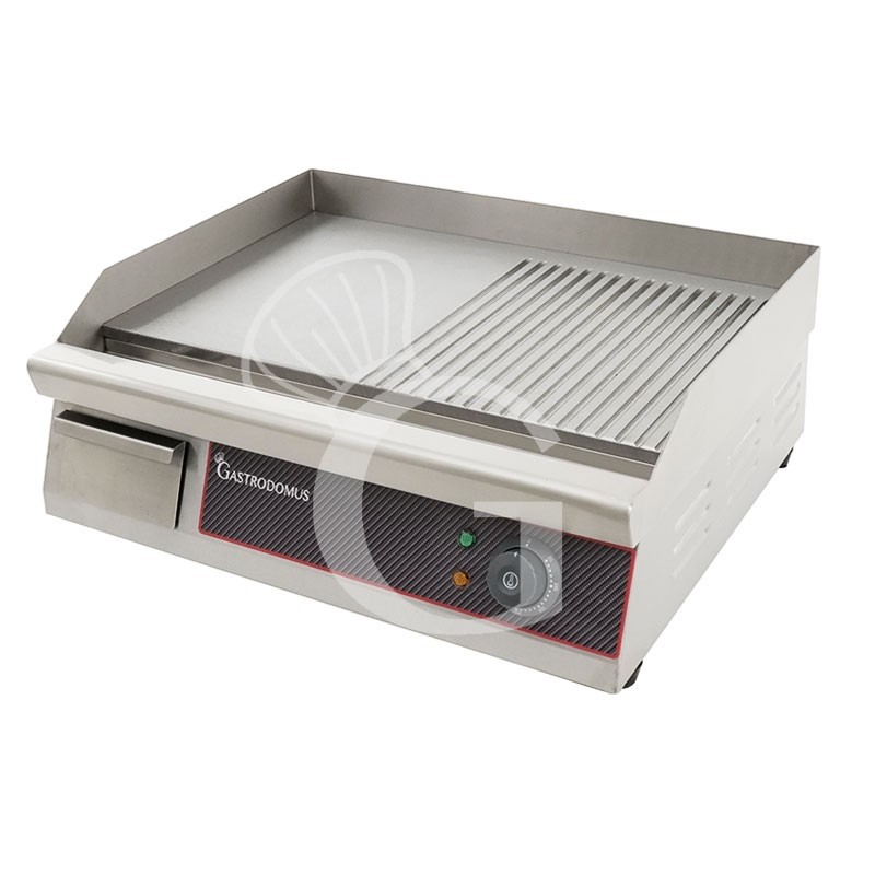 Fry top eléctrico de sobremesa, una placa lisa y acanalada 3000 W Monofásico