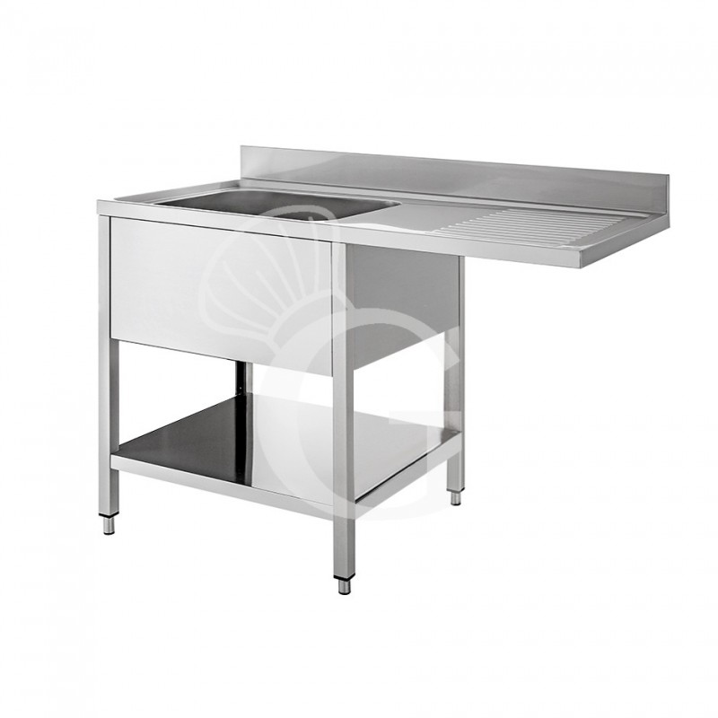 Fregadero con bastidor y hueco para lavavajillas, 1 cubeta, escurridor a la derecha L 1200 mm x P 700 mm x A 950 mm