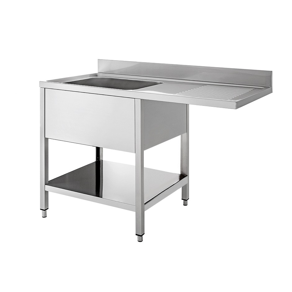 Fregadero con bastidor y hueco para lavavajillas, 1 cubeta, escurridor a la derecha L 1200 mm x P 700 mm x A 950 mm