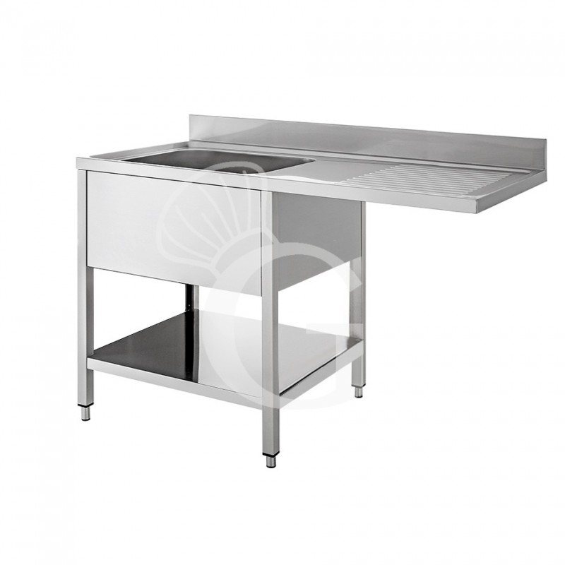 Fregadero con bastidor y hueco para lavavajillas, 1 cubeta, escurridor a la derecha L 1400 mm x P 700 mm x A 950 mm