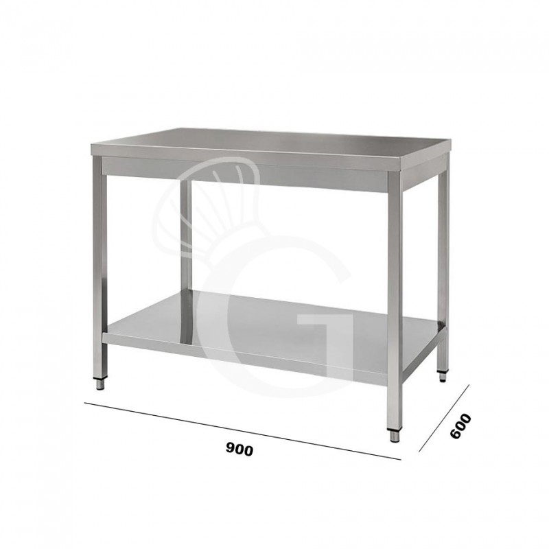 Mesa de acero inoxidable con estante inferior L 900 mm x P 600 mm x A 850 mm