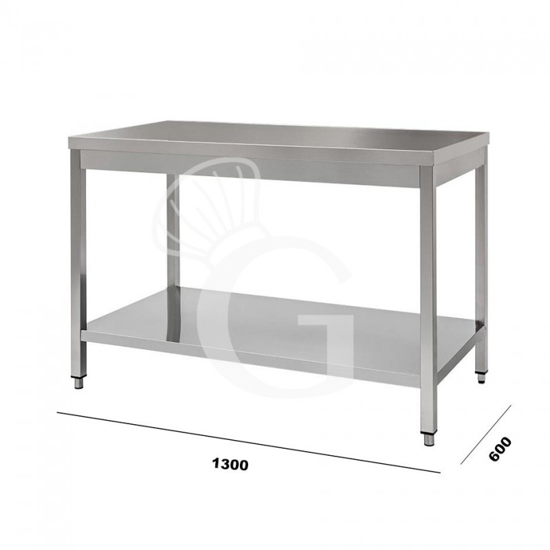 Mesa de acero inoxidable con estante inferior L 1300 mm x P 600 mm x A 850 mm