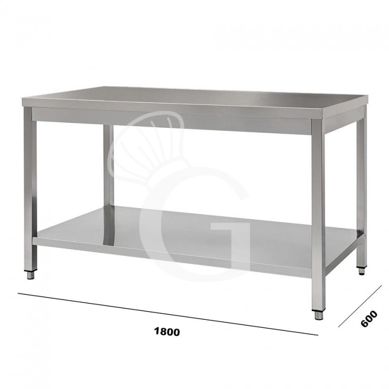 Mesa de acero inoxidable con estante inferior L 1800 mm x P 600 mm x A 850 mm