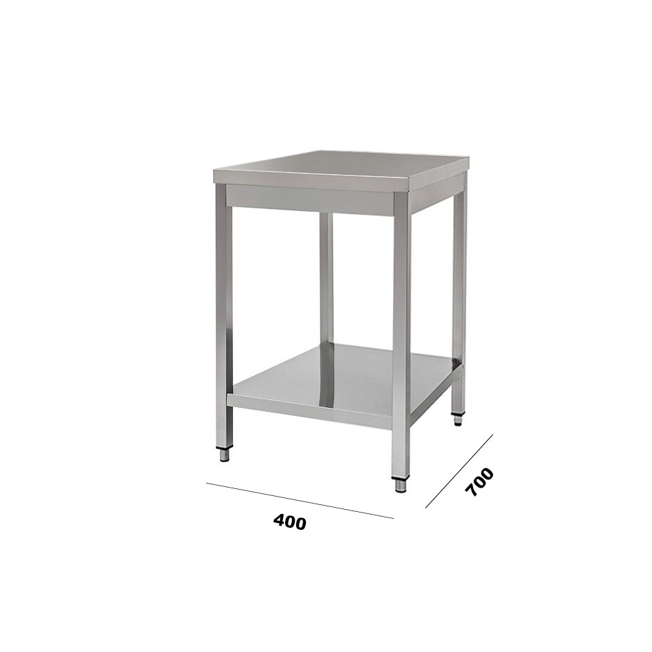Mesa de acero inoxidable con estante inferior L 400 mm x P 700 mm x A 850 mm