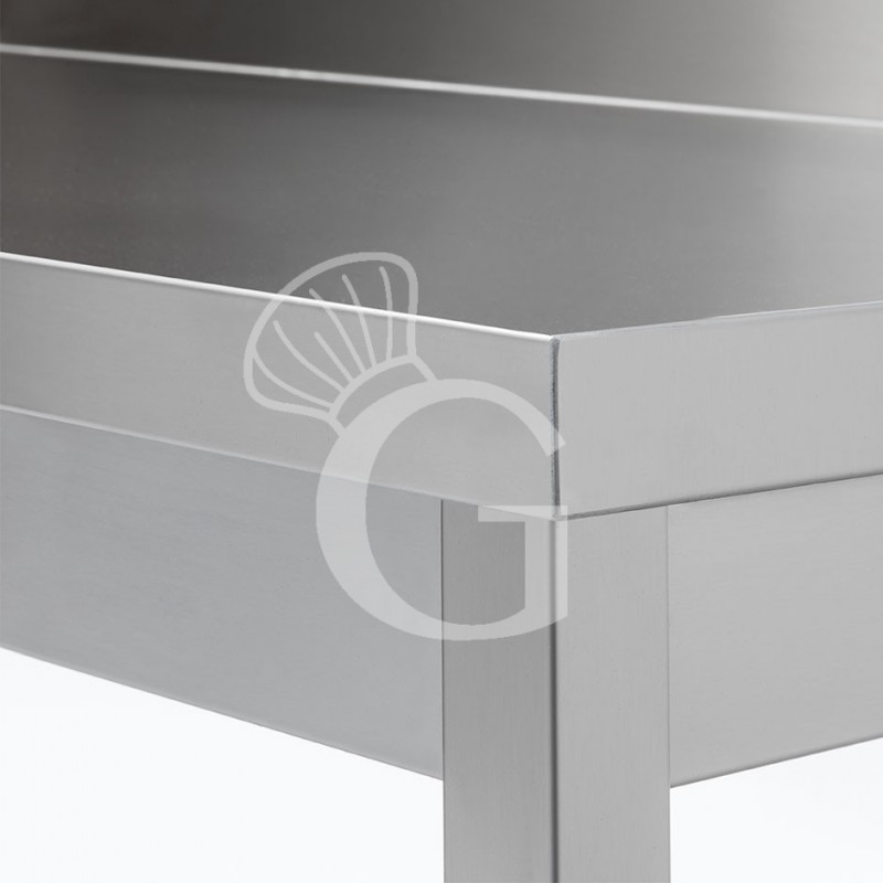 Tavolo in acciaio inox con alzatina 1600x800 per cucina
