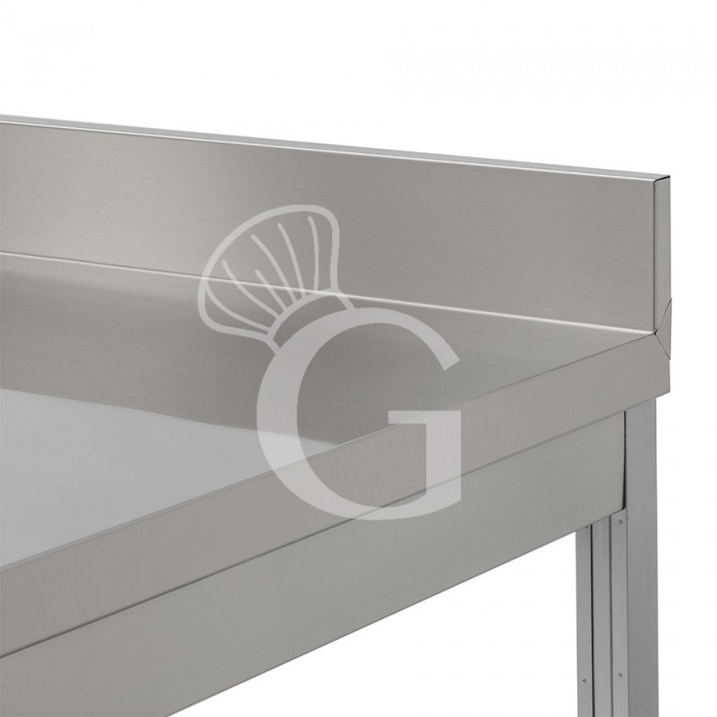 Tavolo in acciaio inox con alzatina 1600x800 per cucina