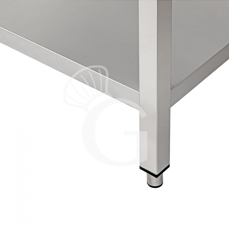 Tavolo in acciaio inox con alzatina 1600x800 per cucina