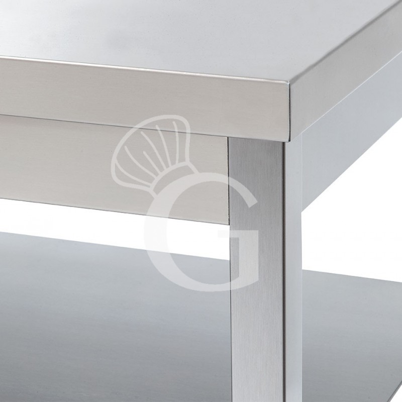 Tavolo in acciaio inox con alzatina 1600x800 per cucina