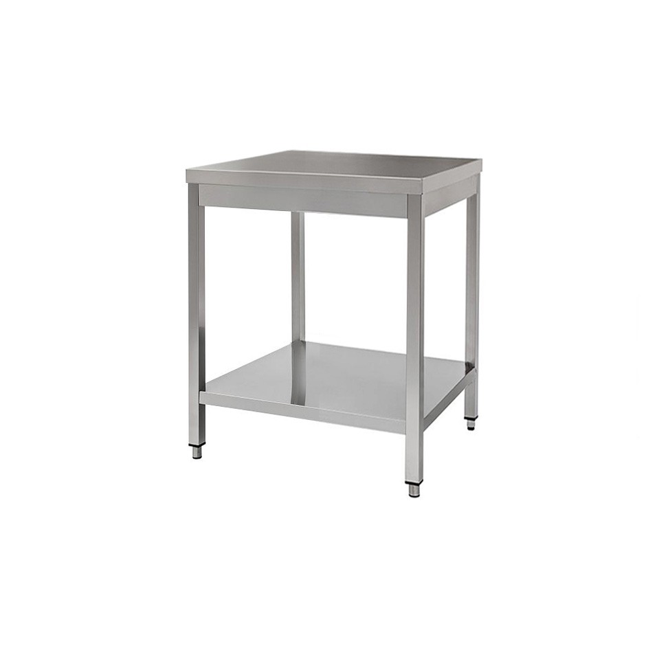 Mesa de acero inoxidable con estante inferior L 600 mm x P 700 mm x A 850 mm