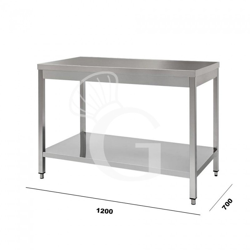 Mesa de acero inoxidable con estante inferior L 1200 mm x P 700 mm x A 850 mm