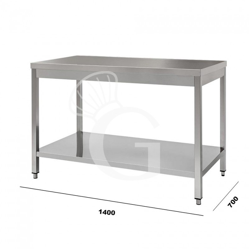 Mesa de acero inoxidable con estante inferior L 1400 mm x P 700 mm x A 850 mm