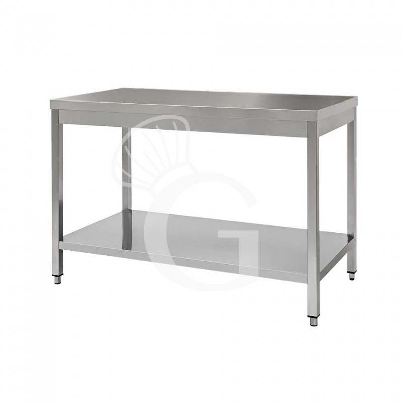 Mesa de acero inoxidable con estante inferior L 1300 mm x P 700 mm x A 850 mm