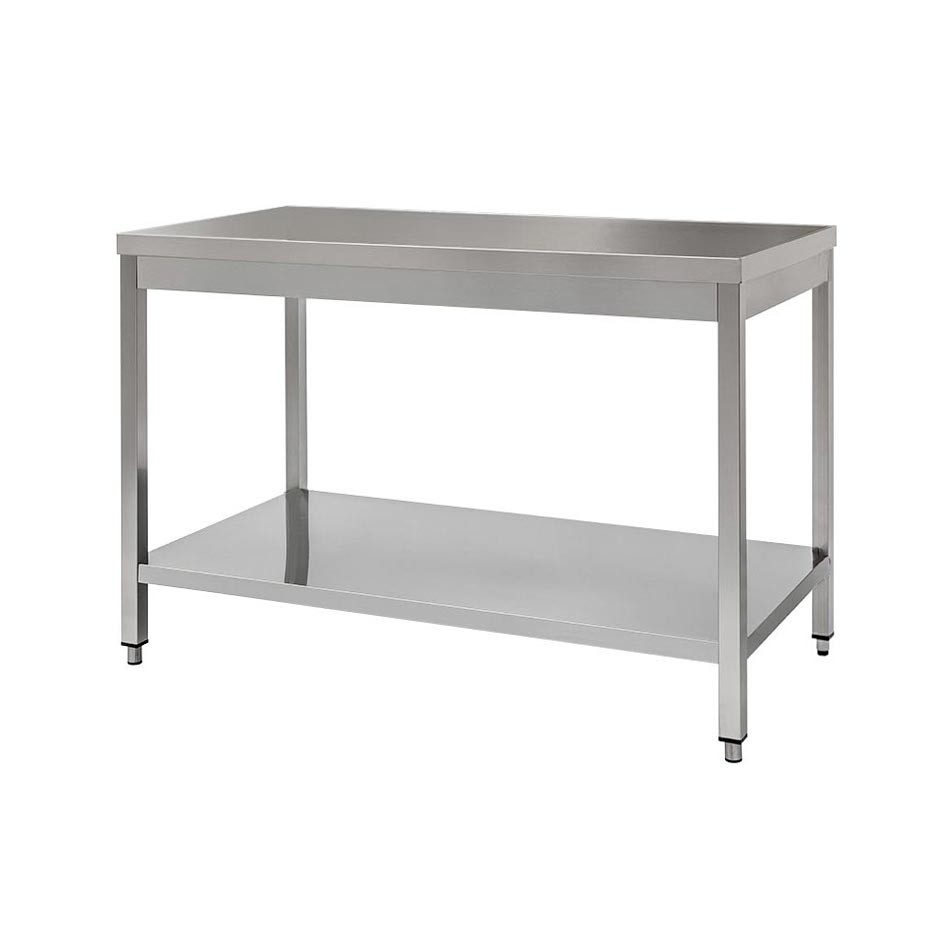 Mesa de acero inoxidable con estante inferior L 1300 mm x P 700 mm x A 850 mm