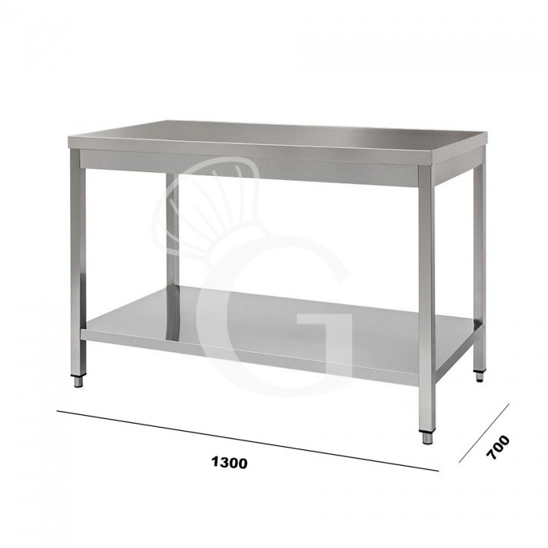 Mesa de acero inoxidable con estante inferior L 1300 mm x P 700 mm x A 850 mm